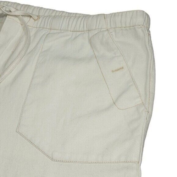 We The Free Womens Ivory Relax Cotton Pants Wide Leg Drawstring Waistband L NEW - Picture 9 of 15